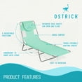 thumbnail image 2 of Ostrich Chaise Lounge Folding Sunbathing Recliner Lawn Chair, Teal (3 Pack), 2 of 12