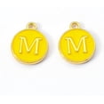 thumbnail image 2 of 20Pcs Golden Plated Alloy Enamel Charms Pendant Charm with Letter Gold Metal Charms Pendant for Necklace Bracelet Jewelry Making Letter.M 14x12x2mm Hole: 1.5mm, 2 of 2