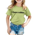 thumbnail image 1 of PMVFHDE Hauts d'Été Tendance pour Filles, T-Shirts Graphiques pour Enfants, Mode Décontractée, Col Rond, Manches Courtes, Vert, 3-4 Ans, 1 of 4