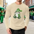thumbnail image 2 of VBTAPA Men's St. Patrick's Day Waffle Shirts Long Sleeve Crewneck Pullover Big and Tall T-Shirt Loose Workout Casual Graphic Tees Khaki L, 2 of 6
