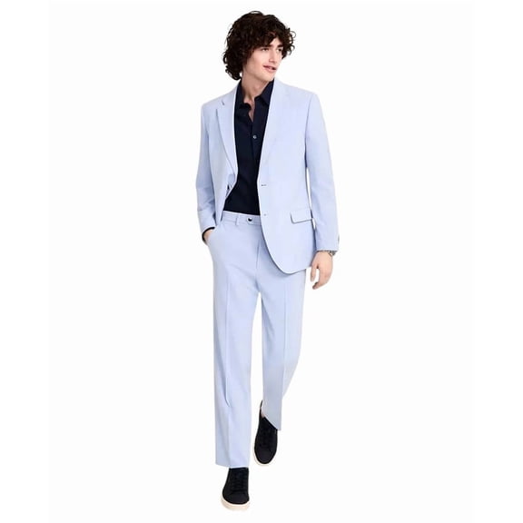 Nautica Mens Modern fit 2 Piece Suit 36 R / 30 Waist Light Blue Solid Stretch