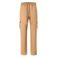 thumbnail image 4 of LADIGASU Men Solid Color Casual Fashion Vintage Drawstring Pockets Workwear Pants, 4 of 5