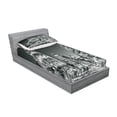 thumbnail image 2 of Ambesonne Black and White Fitted Sheet & Pillow Sham Set, Madrid at Night, Twin, Black White Grey, 2 of 2