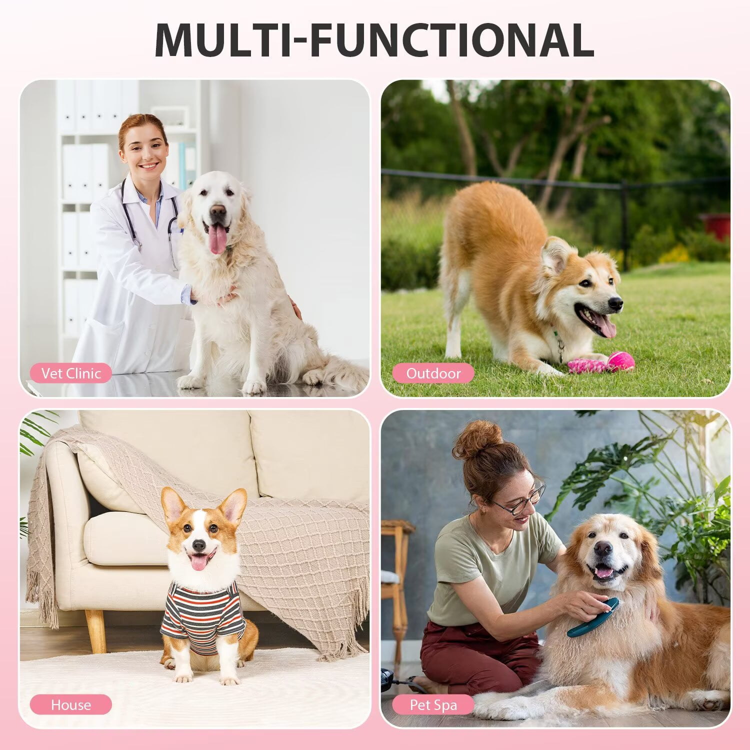CL.HPAHKL Small Wire Dog Crate, Folding Metal Dog Kennel Double Door Dog Cage with Plastic Tray, Puppy Crate for Small Dog Indoor Outdoor Travel (Pink, 24 inch)