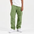 thumbnail image 6 of RQYYD Boys Cargo Pants Baggy Pull on Uniform Pants Casual Drawstring Elastic Waisted Open Bottom Straight Leg Trousers with Pockets, 6 of 8