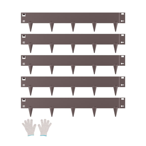Steel Landscape Edging - 5 Pack 39x4 inch - Rustproof Metal Garden Border, Bendable Lawn Edging for Flower Beds, Yard, Pathways - Brown