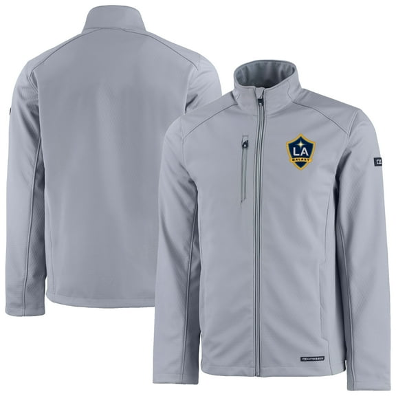 Men's Cutter & Buck Gray LA Galaxy Evoke Eco Softshell Recycled Full-Zip Jacket