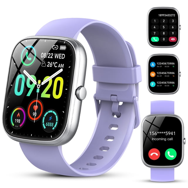 Montre Intelligente pour Android et Iphone, Montre Intelligente Étanche IP68 pour Femmes et Hommes avec Plus de 100 Modes Sportifs, Traqueur de Mise en Forme de 1,91 Po, Montre Intelligente avec Appel Bluetooth (Répondre/faire des Appels), pour Cadeau Violet