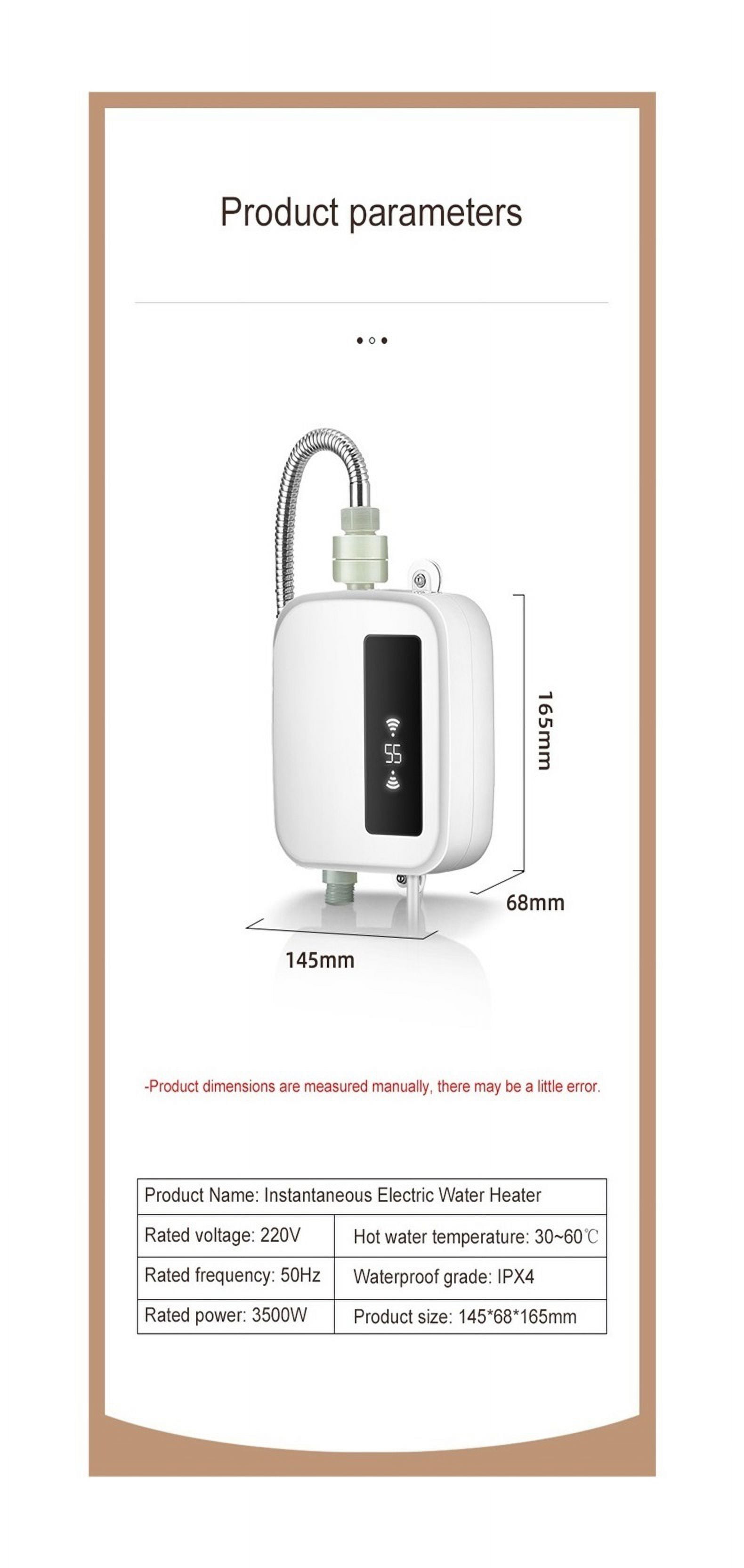 3500W Electric Water Heater Instant Kitchen Bathroom 3S Heating Tankless Water Faucet Temperature Display Heating Shower ,Safety Protections