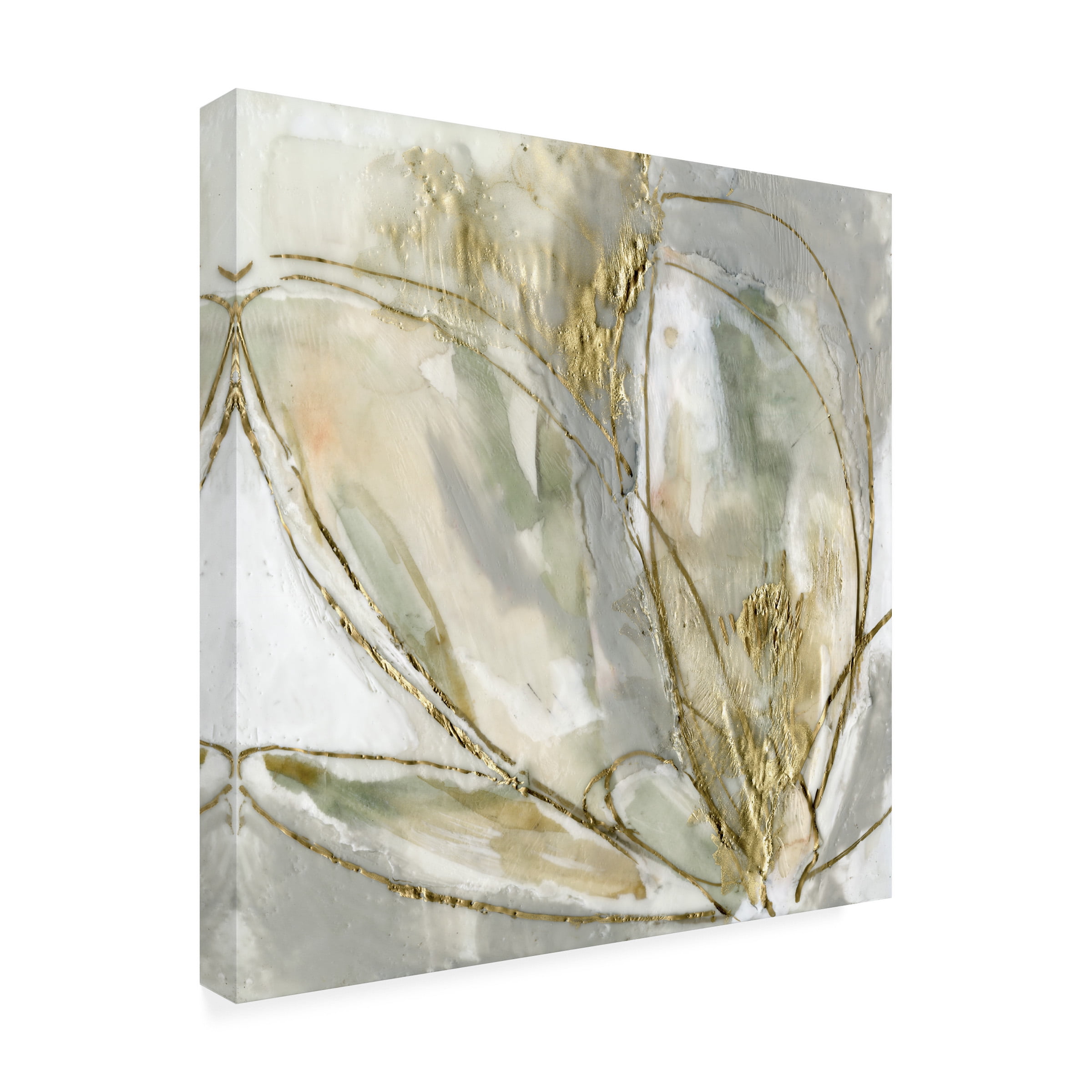 Trademark Fine Art Jennifer Goldberger Blooming Gold II Canvas Wall Art - 14x14