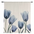 thumbnail image 2 of Spring Floral Semi Sheer Curtains Drapes for Living Room, Bedroom, French Doors Window 63 Inches Long, Blue Tulip Summer Botanical Rustic Rod Pocket Chiffon Curtain Drapery Voile Draperies Panel, 2 of 6