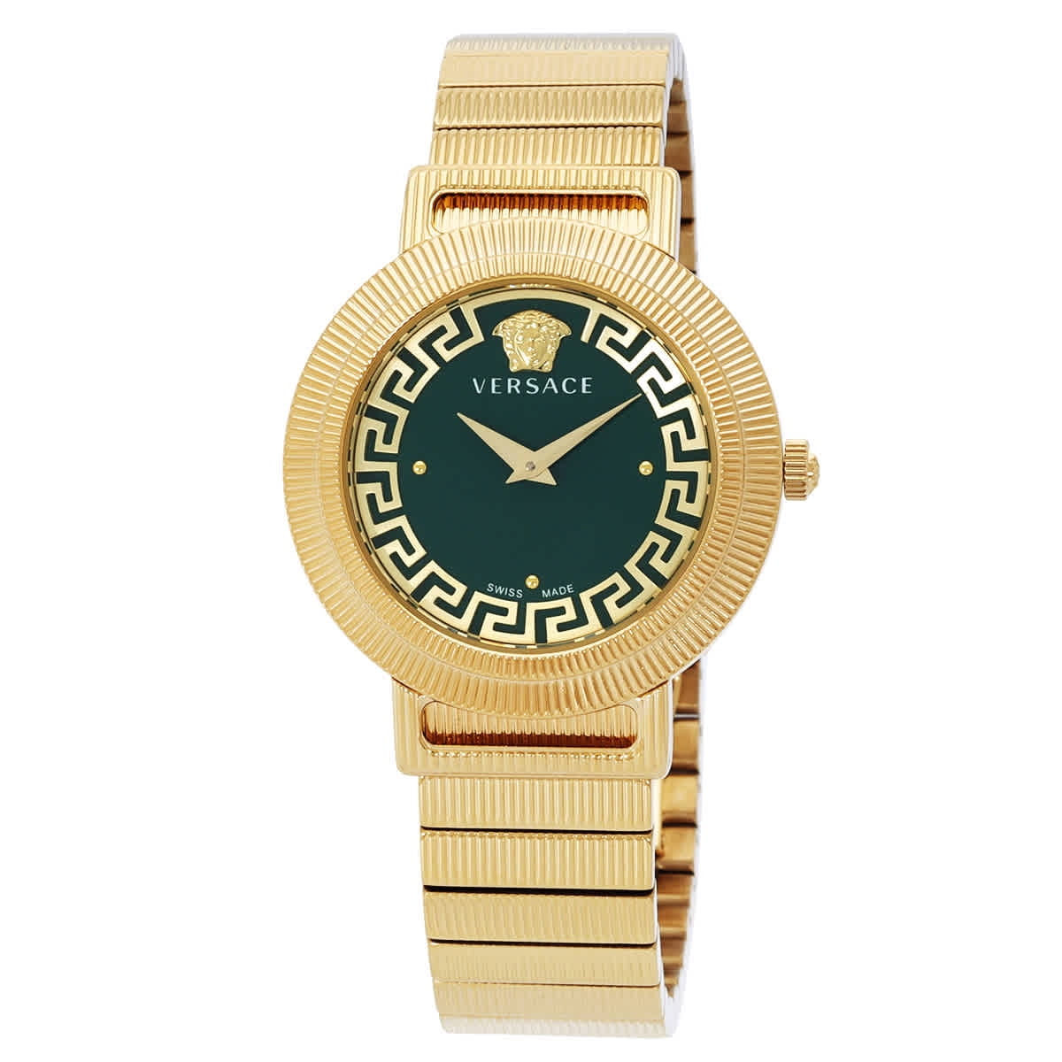 Versace Greca Chic Ladies Quartz Watch, Gold Dial, Stainless 