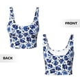 thumbnail image 6 of Rateoe Blue Ink Flowers Print Womens' Sports Bras Scoop Neck Sports Vest- Padded U Back Seamless High Impact Support, 6 of 7