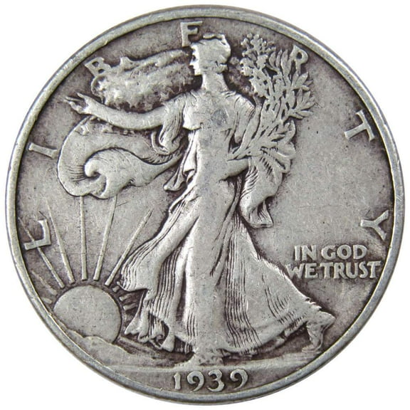 1939 Liberty Walking Half Dollar F Fine 90% Silver 50c US Coin Collectible