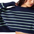 thumbnail image 3 of Pulls pour Femmes Décontractés à Manches Longues Col Rond Tricoté Côtelé Pull Rayé Blouse, 3 of 6