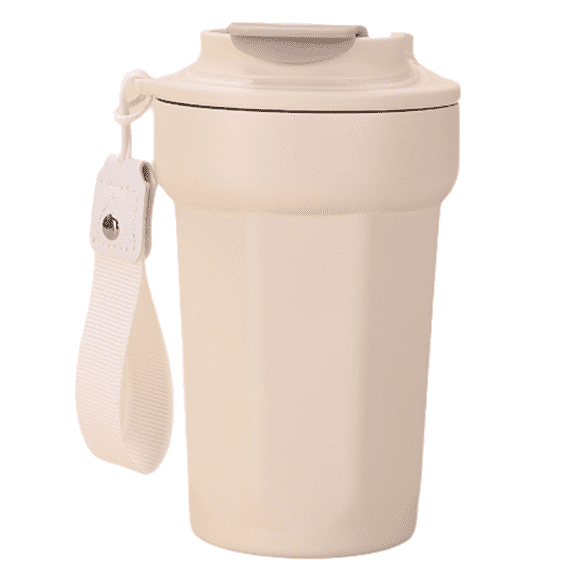Small Blue Bottle Mug 420ml Ceramic Liner Mug Sealed Traveling with Car-Mounted Cold Coffee Cup Portable Mug,1 * mug,White