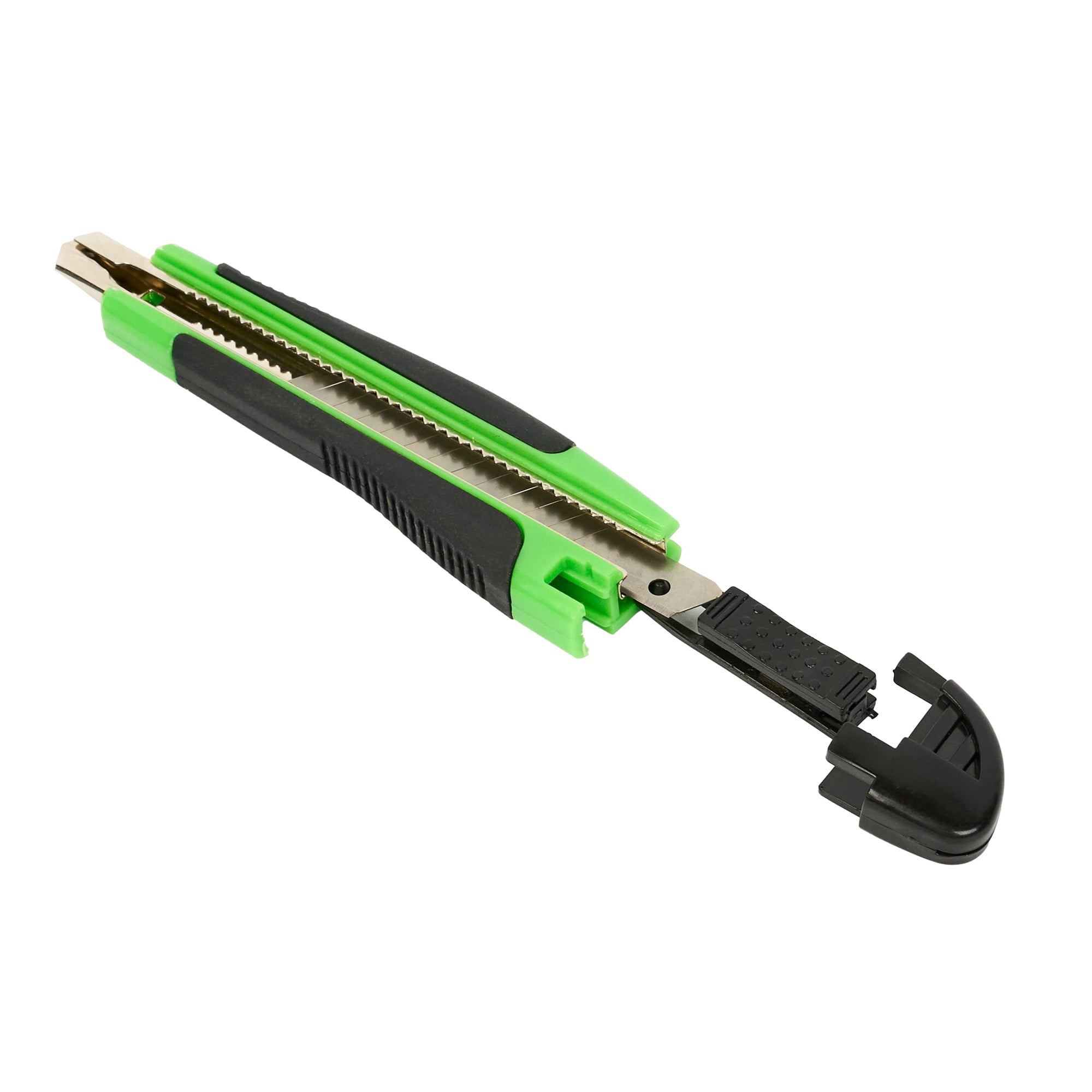 Restaurantware-Handy Tek 5.3 Inch Snap Off Blade Knives, 12 Retractable Box Cutters - Includes 12 Sharp Blades, 18mm Wide, Green Plastic Utility Knives, No-Slip Handle, Built-In Lock