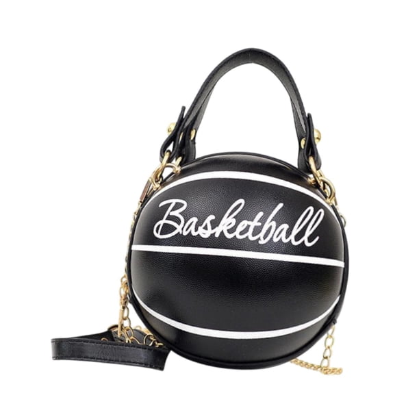 Bolso bandolera con forma de baloncesto, de piel sintética, ideal para el trabajo. Negro
