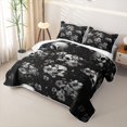 thumbnail image 3 of Homewish Hipple Halloween Skull Twin Quilt Set,Flower Blossom Twin Coverlet Set,Gray,2 Pieces, 3 of 7