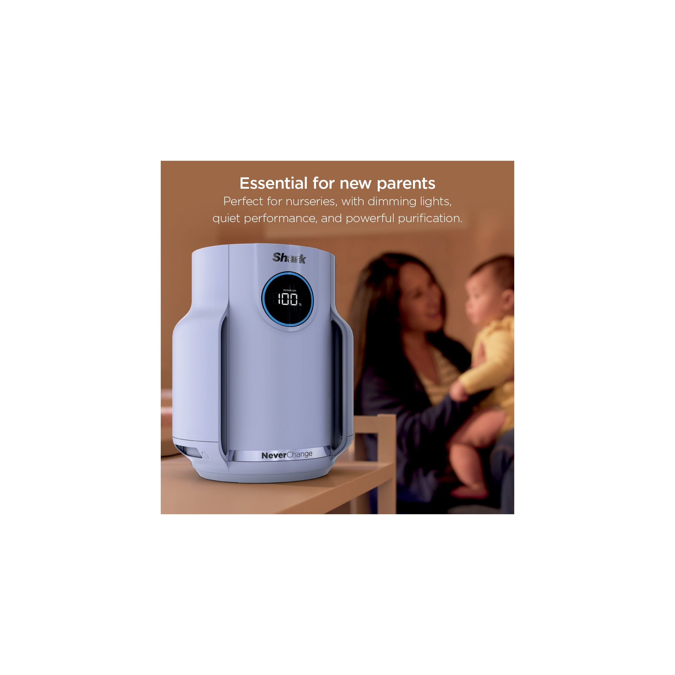 Shark NeverChange Compact Pro 250 Sq Ft HEPA Air Purifier, 5-Year HEPA-Exceeding Filter, Captures Pollutants, Pet Dander, Dust, and Smoke, HP070PU Lilac
