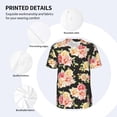 thumbnail image 3 of Zufioo Rose Flowers Print Men's Baseball Short Sleeve, Moisture Wicking Button-Down Hip Hop Tee-4X-Large, 3 of 7