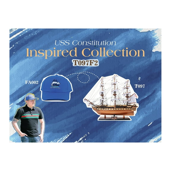 Old Modern Handicrafts T097F2 Ultimate USS Constitution Combo of Model Ship & Classic Hat - Medium