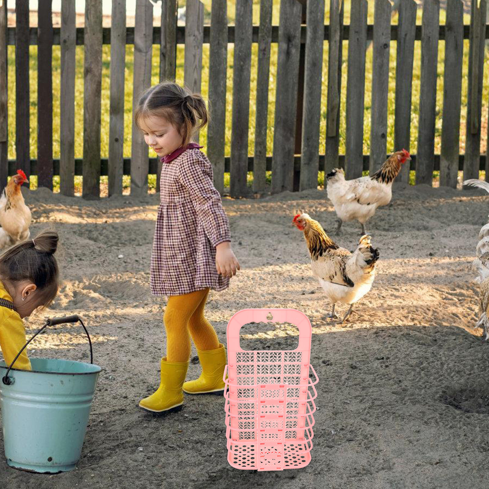 Reusable Small Chicken Vegetable Feeder Basket for Poultry Fruit Storage