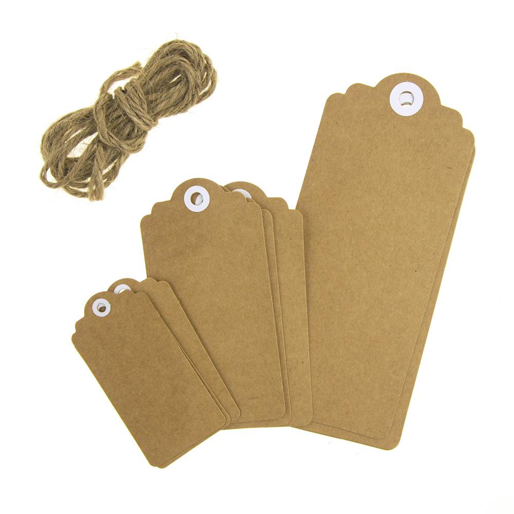 Kraft Paper Hang Tags with Twine, Natural, 9Piece