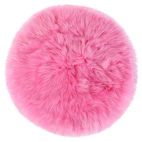 Unique Bargains Artificial Animal Wool Soft Faux Fur Sheepskin Plush Area Rug Rose Red 3x3 Feet Round