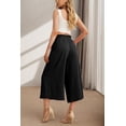 thumbnail image 2 of MLDRA Women’s Capri Wide Leg Pants High Waisted Drawstring Casual Loose Fit Summer Pants with Pockets Black, 2 of 6