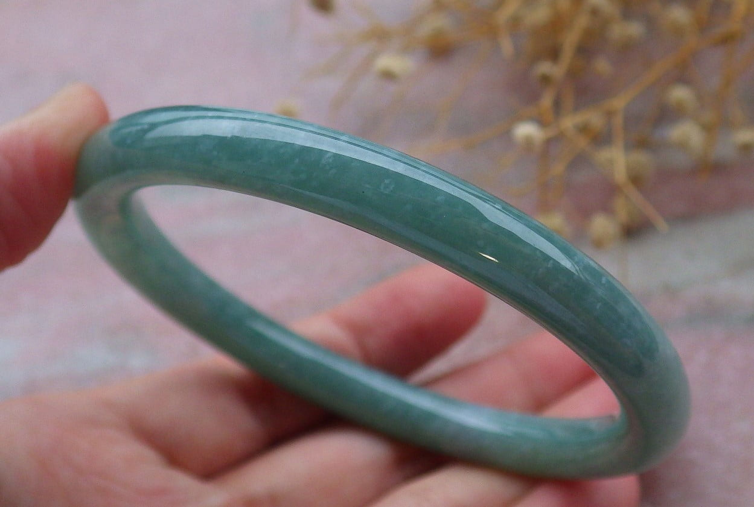 Icy Green Natural A JADE Jadeite Circle Bangle Bracelet 60 mm 685082 TN