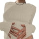 thumbnail image 3 of Gibobby Blusas Elegantes Camiseta corta ajustada Sexy para mujer, camisetas ajustadas de manga larga con cuello redondo, camiseta recortada de punto superior, blusa Retro, ropa de calle（Blanco， M), 3 of 5
