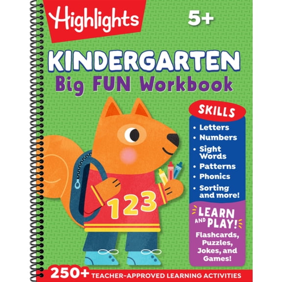 Kindergarten Big Fun Workbook: 256-Page School Workbook, Practice Language Arts, Math and More for Kindergartners (Spiral Bound)