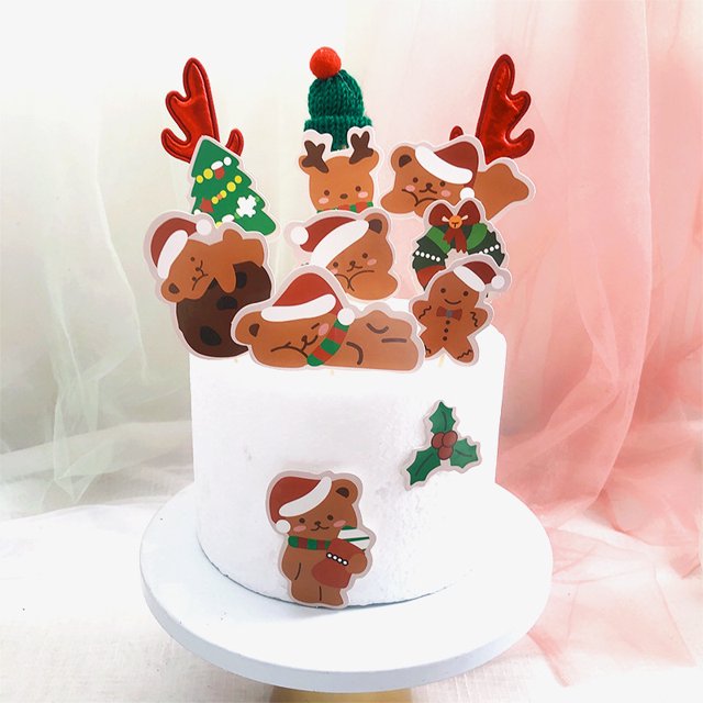 13 piezas de decoraciones navideñas para pasteles, Feliz Navidad Cupcake Toppers Cake para Navidad Hornear Postres Decoración, Christmas Pies Cupcake Food Decorar Christmas Table Decorations ER