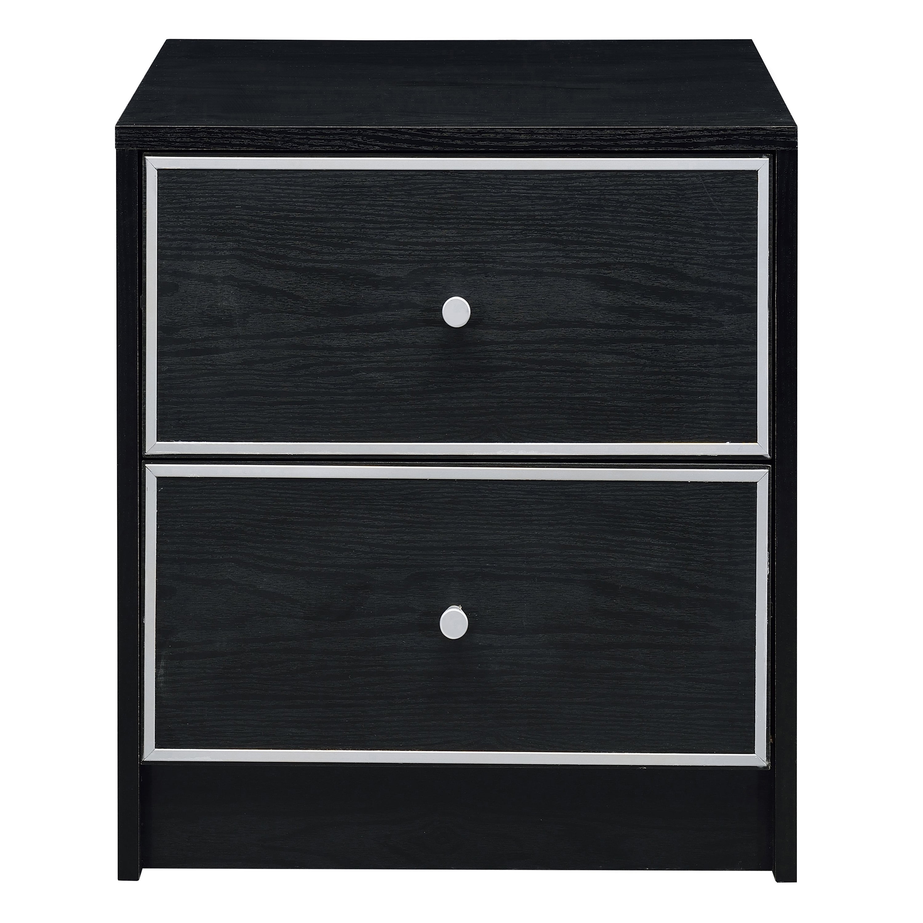 GeeHome Black and Silver 2-drawer Nightstand - Walmart.com