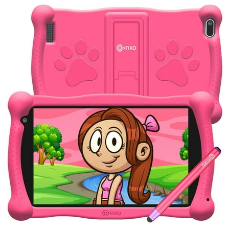 Kids Tablet with Teacher Approved Apps ($150 Value), Contixo 7-inch IPS HD Learning Tablet for Children, WiFi, Android, 2GB RAM 16GB ROM, Protective Case with Kickstand and Stylus, age 3-7, V10-Pink