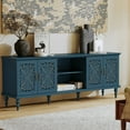 thumbnail image 5 of HLR Retro 67" TV Stand, for TVs up to 75", Living Room Entertainment Center with Carved Storage Cabinet, Blue, 5 of 9