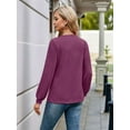 thumbnail image 6 of Women'S Multi-Layered V-Neck Solid Color Long Sleeved T-Shirt Casual Blouses Top Purple L, 6 of 7