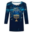 thumbnail image 2 of Cilsoka Summer Blouses for Women 2026 Trendy, Hanukkah Shirt Women Menorah Print T Shirts 3/4 Length Sleeve Hanukkah Shirts Loose Fit Crew Neck Tunic Tops, Floral Print Tshirts, 2 of 4