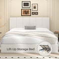 thumbnail image 2 of Frostbloom King Size Lift-Up Storage Platform Bed frame with Velvet Upholstered Headboard, Off-White, 2 of 9