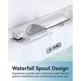 thumbnail image 4 of Wowow 2 Handle Waterfall Tub Faucet, Brass 3-Hole Bathtub Faucet, Polished Chrome, 4 of 7