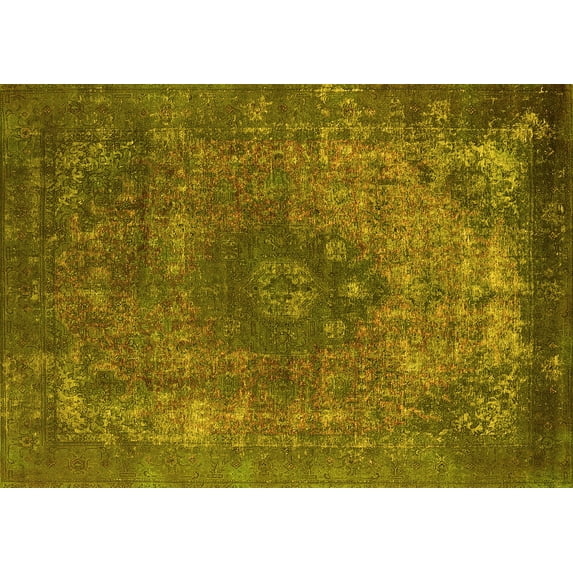 Ahgly Company Indoor Rectangle Oriental Yellow Industrial Area Rugs, 3' x 5'