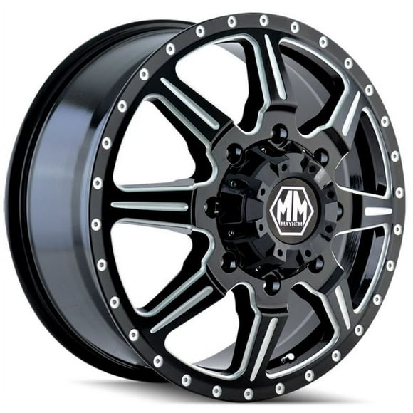 Mayhem Wheels Wheel 8101-9679MR Monstir Dually 8101; 19.5 Inch Diameter x 6.75 Inch Width; 8 x 210 Millimeter/8 x 8.27 Inch Bolt Pattern; 60 Degree Conical Seat Lug; -143 Millimeter Offset