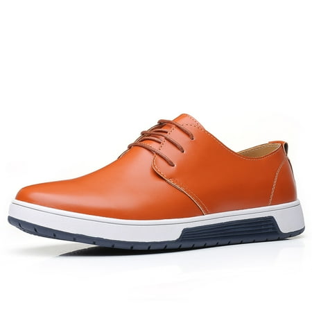 

Calceus Mens Classic Leather Casual Shoes for Men Lace Up Comfort Oxford Shoes Brown 8.5