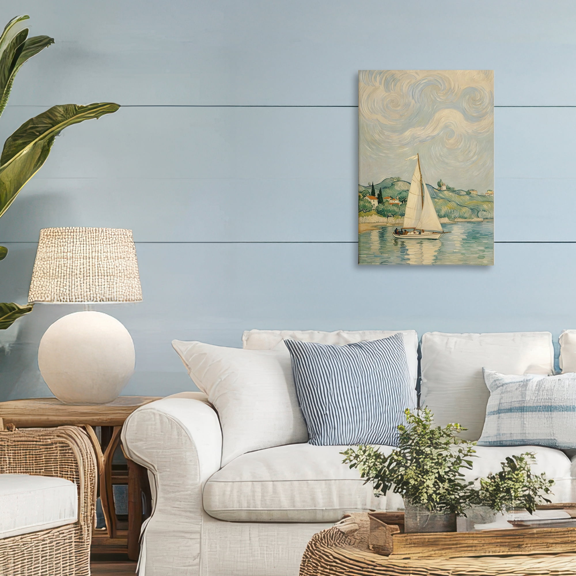 Stupell Industries Sailboat Beneath Swirling Clouds Canvas Wall Art, design by Angie Hawke
