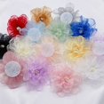 thumbnail image 5 of Xiao Hua 10 flores de organza de 8,9 cm (3,54"), de hilo transparente con centro para manualidades, apliques, sombreros de tela, decoración de bodas y fiestas, color blanco., 5 of 5