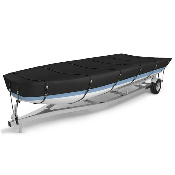 Seapisode 800D Marine Grade Fade and Tear Resistant Trailerable Jon Boat,Heavy-Duty Waterproof and UV Protection Jon Boat Cover with Windproof Metal Buckle Straps