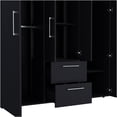 thumbnail image 5 of JERFIT 2 Door Armoire Wardrobe with Hanging Rods, 6 Shelves & 2 Drawers for Bedroom, Black Wood Storage Closet Organizer, 5 of 6
