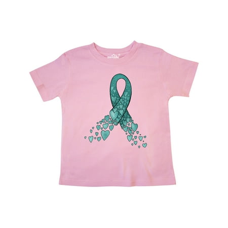 

Inktastic Ovarian Cancer Awareness Teal Ribbon Made of Hearts Gift Toddler Boy or Toddler Girl T-Shirt