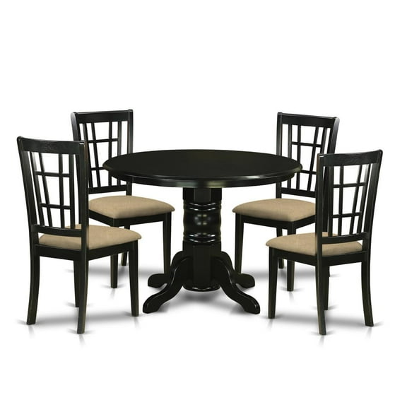 East West Furniture SHNI5-BLK-C 5 Pc Dining room set - Dinette Table and 4 Dining Chairs